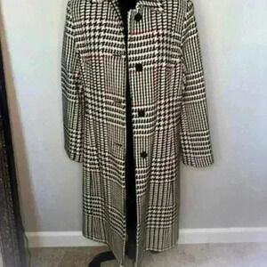 Tribeca‎ Studio Houndstooth Coat Wool Blend Button Up Jacket